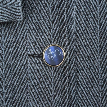 Nina, Veste Courte en Drap Chevrons ciel