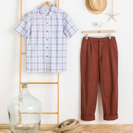 Chemise Capbreton à carreaux blanchi Le Glazik et pantalon