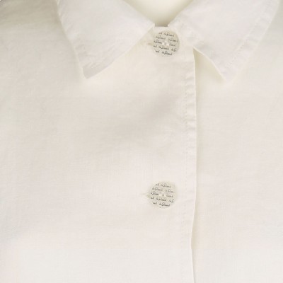 Malia, Linen blouse 4 buttons and collar white