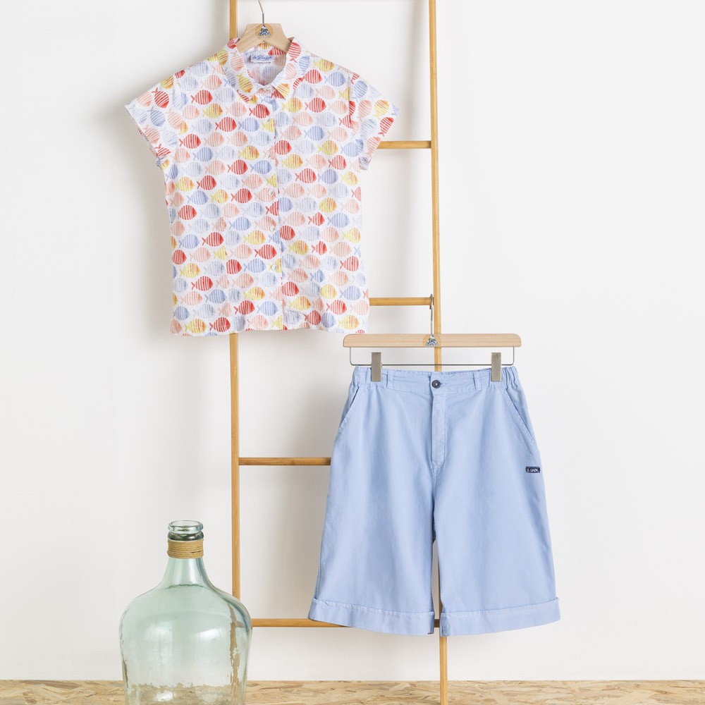 Madrague, Coloured-fishes Blouse in Organic Cotton Madrague, Coloured-fishes Blouse in Organic Cotton