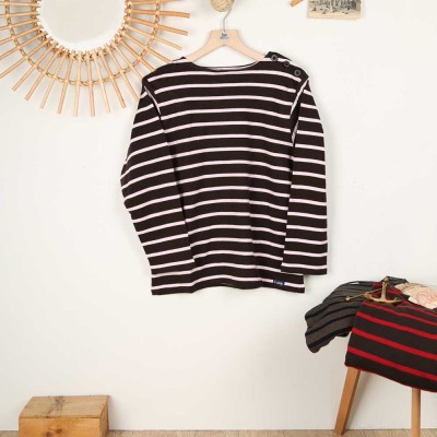 Turballe, brushed cotton boat neck sweater cacao rose