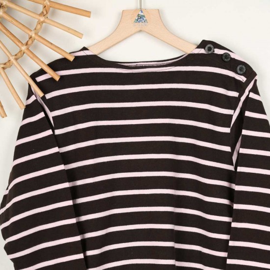Turballe, brushed cotton boat neck sweater cacao rose
