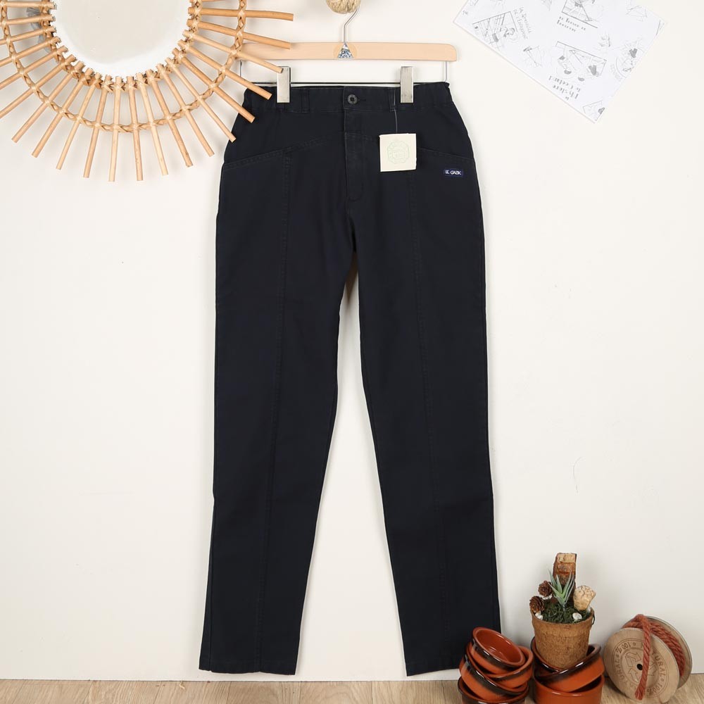 Bron, women's organic cotton pants Le Glazik navy