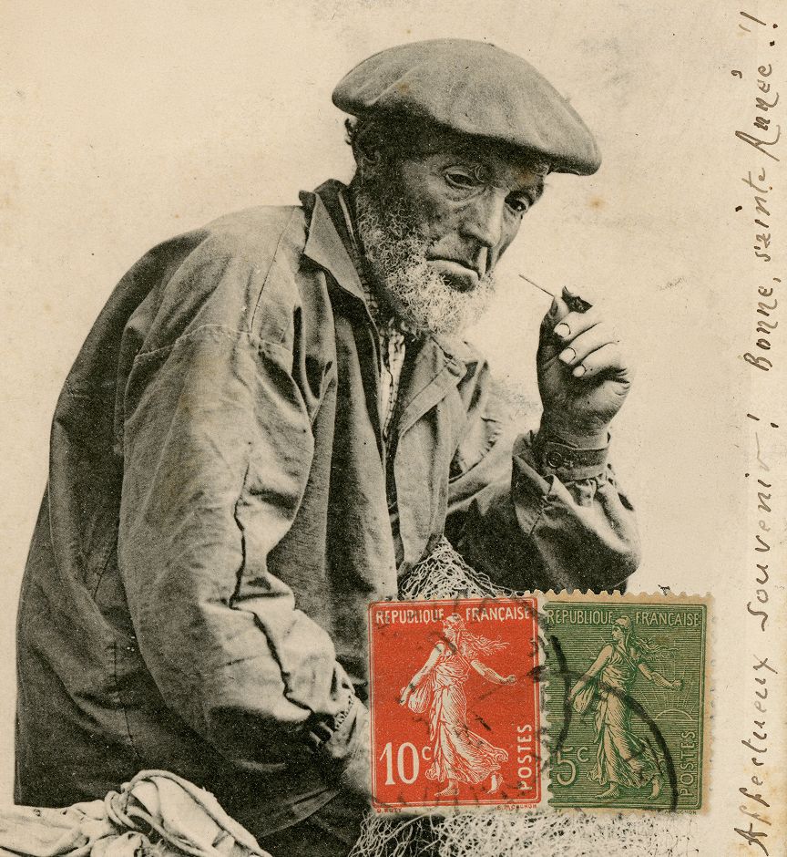 Photo d'archive d'un pêcheur Glazik en vareuse historique
