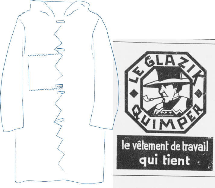 Dessin du kabig breton authentique Le Glazik