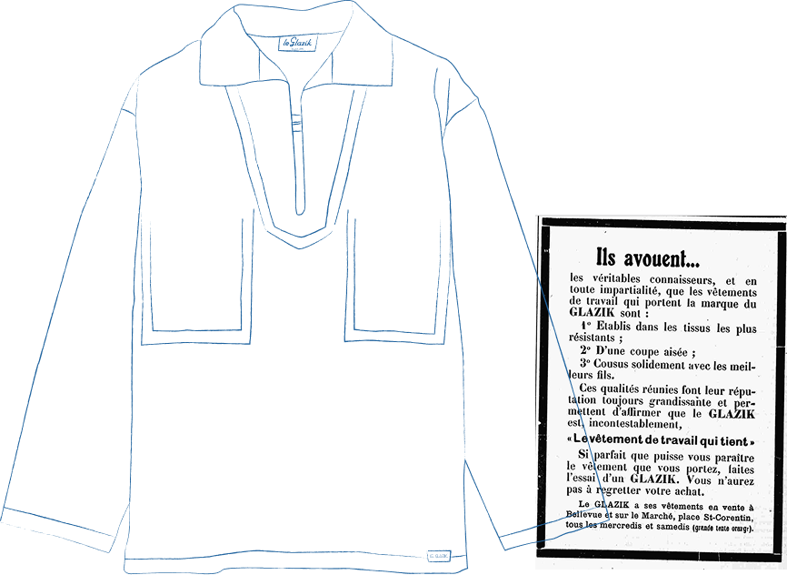 Drawing of the authentic Breton Le Glazik smock